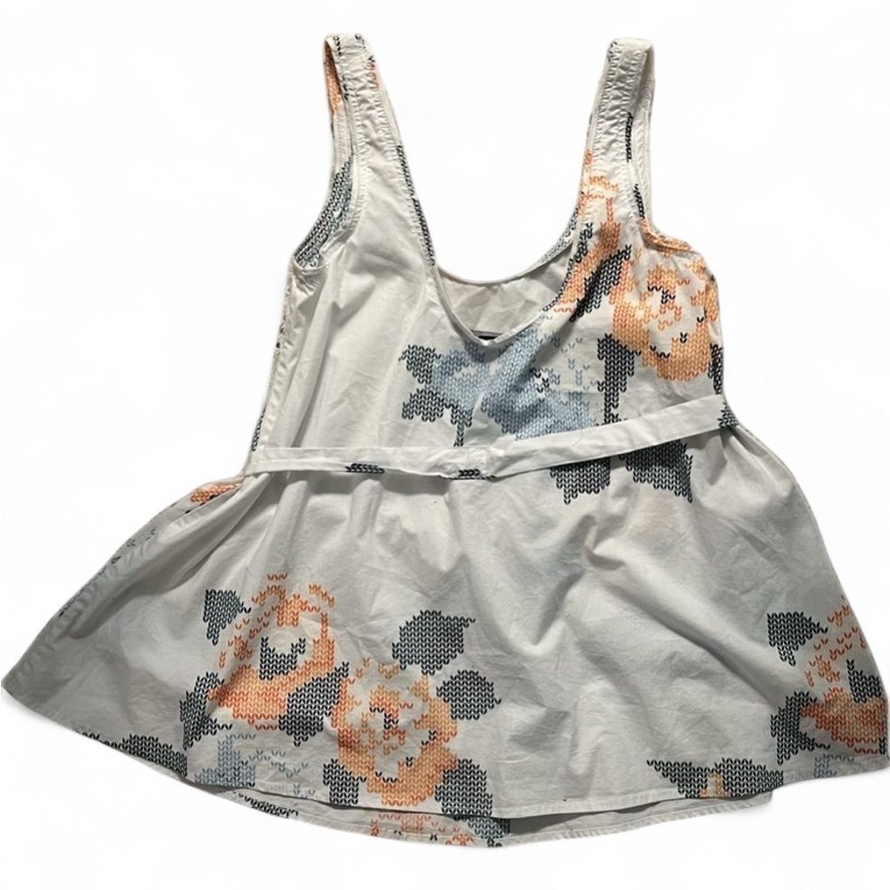 Armani Exchange Floral Sleeveless Blouse, Size XS. White, orange, blue and green - Picture 3 of 7
